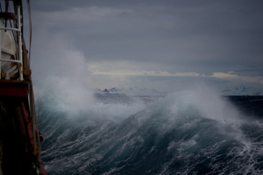 stormy sea port waves