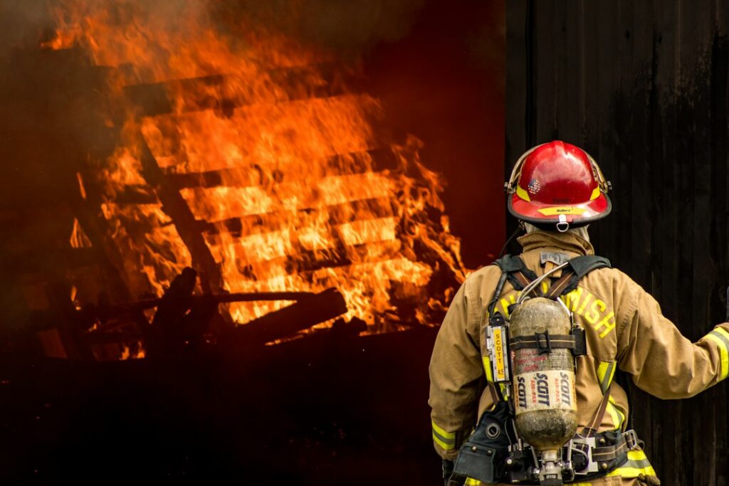 factory fire firefighters
