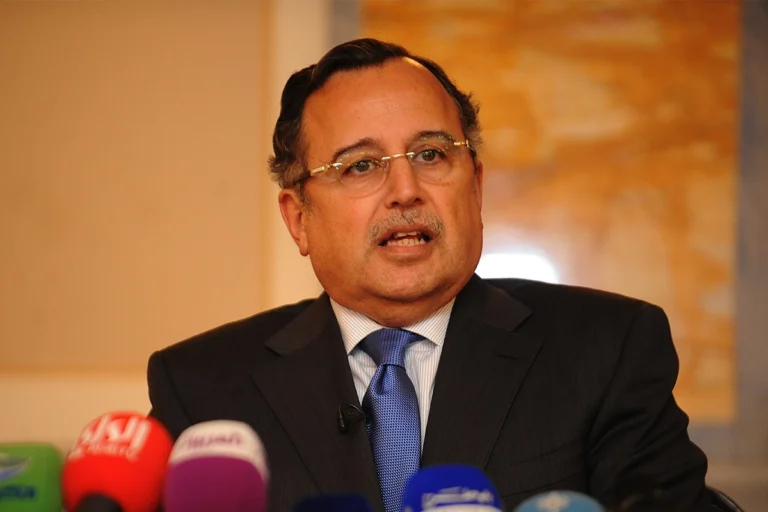 نبيل فهمي خلال مؤتمر صحفي